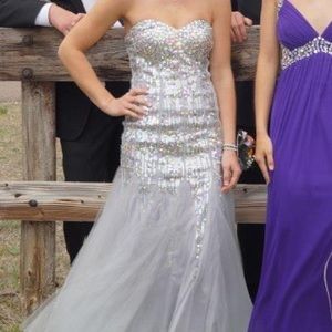Beautiful Sean Collection Silver Prom Dress